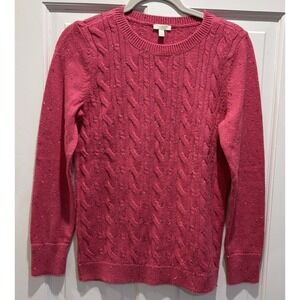 Talbots Petite Pink Confetti Cable Knit Sweater Lightweight Size Petit Small‎